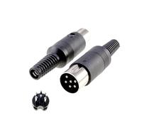 2 Pcs 3 4 5 6 7 8 13 Pin DIN Male Plug Header Female Solder DIY Vertical Circular Push-Pull Power Connector Machined Contacts(6Pin Male)