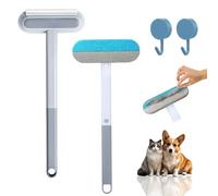 2 Pcs 4 en 1 Cepillo Removedor de Pelo de Mascotas Cepillo Multifuncional para Quita Pelos Mascota Mango Largo Removedor Pelos Gato Perro con Ganchos para Ropa Sofá Muebles Ropa de Cama