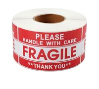 2 PCS 500 Etiquetas Zerbrechlich Aviso Cristal Peligro de Rotura Manejar con Cuidado Frágil para Cajas de Mudanza, 25 x 45 mm, Adhesivo Fuerte y Resistente al Clima (500, 50 x 90 mm)