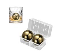 2 PCS 55MM Esferas de Hielo en Acero Inoxidable, Bolas de Hielo en Metal con Cajas de Almacenaj, Cubitos de Hielo Redondas Reutilizables, Stainless Steel Ice Balls, Piedras de Refrigerante (B)