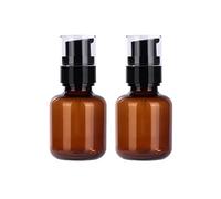 2 PCS 60ml 2oz Amber Plastic Travel Bottles Bomba a prueba de fugas Dispenser de emulsión de loción Contenedores de cosméticos con cabeza de bomba negra