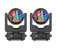 2 PCS 7X40W Cabeza Móvil LED RGBW,7 LEDs Luz de Escenario con DMX512,Modo Maestro/Esclavo,Efectos Wash,Haz,Vórtice,Caleidoscopio,Enfoque Electrónico,para Bares,Conciertos,Festivales,Discotecas