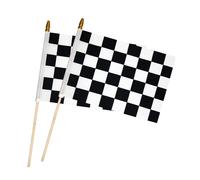 2 Pcs 8 12 inch Checkered Flag Black and White Racing Flag on Wood Stick Formula One F1 Racing Flag Hand Held Stick Flags wi