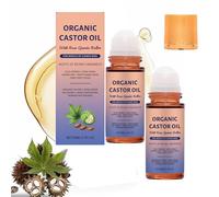 2 PCS Aceite de Ricino Orgánico En Roll-On Con Cuarzo Rosa,Nutrición Suave para La Piel Del Cuerpo,Loción Hidratante y Suave para Masaje Diario, Relajación para Una Piel Radiante