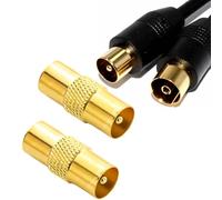 2 PCS Adaptador de Antena Adaptador de Acoplamiento Adaptador de Antena Coaxial de TV Hembra A Hembra Cable de TV Chapado para Cables de Antena, Cables de Satélite, Cables Coaxiales