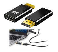 2 PCS Adaptador Displayport a HDMI, 4K DP Convertidor Macho a Hdmi Hembra HDMI to Displayport Display Port a H d m i para TV 4K HDTV Monitores Proyectores y Portátiles Soporte de Audio y Vídeo