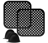 2 PCS alfombrillas de silicona para freidora de aire caliente, papel de horno de tapete silicona horno con guantes negros para hornear, alfombrilla de parrilla caliente Alfombrillas