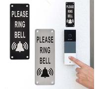 2 Pcs Aluminio Metálico Letreros Puerta,Letrero Timbre Personalizado, Señal Adhesiva Picar Timbre,con Orificios Pretaladrados,Please Ring The Bell Sign Fácil Montaje Puerta o Placa Pared (15 x 5 cm)