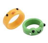 2 Pcs Anillos De Resina De Rana Lindos, Anillo De Animales 3D Divertido Personalizado De Joyería Creativa Personalizada para Mujeres Niñas