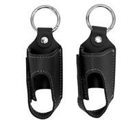 2 Pcs Asthma Inhaler Holder, Lightweight Portable PU Leather Travel Inhaler Mini Bag, Keychain Retractable Clip, Neoprene Protective Portable Carrying Bag, with Clip On Keychain (Black)
