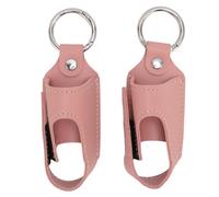 2 Pcs Asthma Inhaler Holder, Lightweight Portable PU Leather Travel Inhaler Mini Bag, Keychain Retractable Clip, Neoprene Protective Portable Carrying Bag, with Clip On Keychain (Pink)
