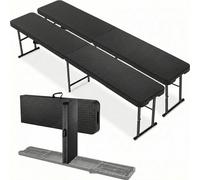 2 pcs Bancos Plegables Catering 180cm, 2 pcs Bancos Plegables Camping con Asa de Transporte, Bancos Portátiles Jardín Multifuncional para Buffets Fiestas Banquete Jardín Playa Picnic, Óptica de Ratán
