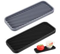 2 Pcs Bandeja de Plato de Silicona, Soportes Bandeja de Porta Estropajos Fregaderos, Organizador Fregadero Escurridor Esponja Cocina, Soporte Organizadores para Fregadero de Silicona Baño(23 x 9 cm)