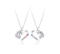 2 PCS BFF Collares de Unicornio, Collares de Amistad Corazón de Hermana Mayor y Hermana Pequeña, Best Friends Collares Bling, San Valentín Joyería de Unicornio para Mujeres Niñas Amigos Hermanas