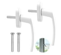2 pcs Blanca Manilla para Ventanas Practicables, Aleación de Aluminio, Protección Antirrobo, Distancia Entre Orificios de 43 mm, Adecuado para balcón, cocina, baño