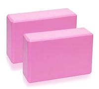 2 Pcs Bloque Yoga Blocks, Ladrillo Yoga de Espuma EVA Alta Densidad, Bloques de Yogas Antideslizantes para Pilates Meditación Fitness Entrenamiento (Rosa, 23 x 8 x 15 cm)