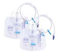 2 PCS Bolsa de Catéter, Bolsa de Orina de 2000 ml, Bolsas de Orina de Piernas Reutilizable Capacidad Tubo de 100 cm Bolsa de Orina Bolsas de Drenaje de Orina con Cámara de Goteo única Antireflujo