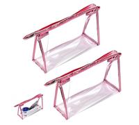 2 PCS Bolsa Transparente Avion, Rosa, 24×16.5cm, Neceseres Transparentes para Equipaje de Mano en Aviones, Bolsas de Aseo con Capacidad de 1 Litro, Cumplen Normativas Internacionales de Viaje Aéreo
