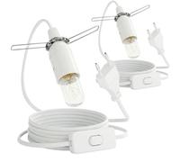 2 PCS Cable para Lámpara de Sal con Interruptor y EU Enchufe Portalámparas E14 de 1,8m para lámpara de Lám-para de Pie,Colgante,lámparas de Cabecera,Lámparas de Sal-Blanco Enchufe + Interruptor ON/Off