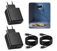 2 PCS Cable USB C Cargador 45W, Cargador Rápido Compatible con Samsung Galaxy S25 Ultra S24 S23 S22 5G A55 A54 A35 A25 A15, Note Tab S8 S9, Adaptador de Red Tipo C con 2 Cables USB C de 2M, Cab
