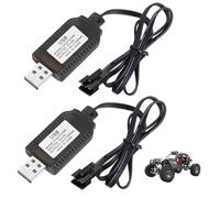 2 Pcs Cable USB Cargador Universal con Conector SM-3P para Batería, 7.4V 1000mA Cargador Coche Teledirigido Compatible con Coche RC, Cable USB para Carga de Coche de radiocontrol, Coche RC, Barco RC