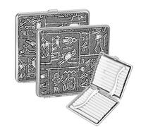 2 Pcs Caja Cigarrillos Metal, Pitilleras de Cuero Metálico, Pitillera de PU para 20 Pitilleras, Caja Tabaco, Pitilleras para Cigarrillos, Pitilleras de Metal Portátil para Hombre Mujer