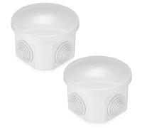 2 Pcs Caja Estanca Exterior Electrica, Pequeñas Caja impermeable Redonda, Caja Conexiones Estanca Blancas, Caja Electrica con Ojales de Entrada de Cables para Cable Interiores Exteriores, 80 x 50 mm