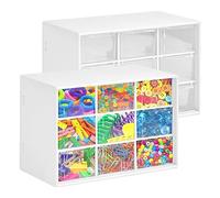 2 PCS Cajoneras Plástico, Organizador de 3 Niveles de 9 Cajones Organizadores de Escritorio Apilables Caja Almacenamiento para Guardar Joyas, Alfileres, Tornillos y Piezas Pequeñas (Blanco)