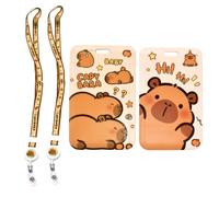 2 pcs Capybara Porta Tarjetas Identificativas, Capyebara Lanyard con Tarjetero, ID Card Badges Holder Extensible con Cordones de Insignia, para Tarjeta de Identificación, Oficina