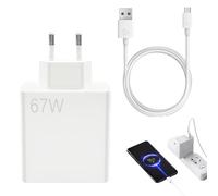 2 Pcs Cargador Xiaomi 67w Original,Cargador Carga Rapida 67w,De Pared De Carga Viene con 1.5 M Cable USB Tipo C,Rapido Compatible para Redmi Note 13 Pro,14, 13, 12, 12t, 12s, Nota K60, K50