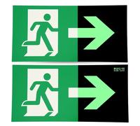 2 Pcs | Cartel SALIDA Homologado Fotoluminiscente | Señal Salida | medidas 30x10,5 cm | Material PVC 0,7 mm, clase B | normativa UNE 23035 (32x16cm, Cartel Salida Derecha)
