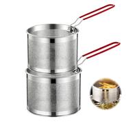 2 PCS Cestillo Freidora, Colador Acero Inoxidable, Colador de Cocina, colador Pasta con Asa Extraíble, Coladors de Malla Fina para Lavar, Escurrir y Freír (16+18CM)