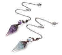 2 pcs Chakras Piedras Preciosas Péndulo De Cristal Colgante De Péndulo De Piedras Preciosas Con Cadena Péndulo Hecho De Cristal De Piedras Preciosas Naturales Péndulo De Cristal Para La Adivinación