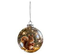 2 PCS Christmas Tree Decorations Crystal Ball Hanging Ornaments, 3D Animal Ball Seasonal Rabbit/Elk/Cow/Squirrel/Polar Bear/Tod For Trees, Decor, Gift For Mom Dad Pets Kids Friends