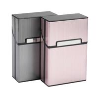 2 pcs Cigarette Case Box a (Grey + Rose Gold) Men's Cigarettes Women's Cigarette Holder Aluminum Cigarette Packet Case Magnetic Closure Cigarette Pack