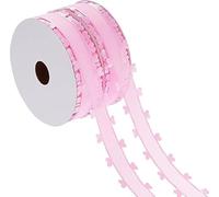 2 PCS Cinta de Organza Corazones 25MM x 18M - Decorativa de Tul para Boda, Coche, Lazo, Fiestas, Regalo, Navidad, San Valentín - Rosa + Rosa