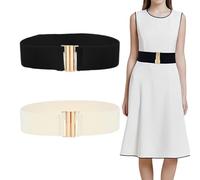 2 PCS Cinturón elástico ancho para mujer, cinturón elástico para mujer, cinturón con hebilla, cinturón vintage ajustable cinturón blanco mujer cinturones para mujer