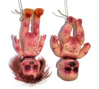 2 PCS CLATERY Doll Bloody Died Girl & Boy 10 en Halloween Scary Hounted Doll Hanging PVC Portable Horror Dolls para Hounted House, Game Game