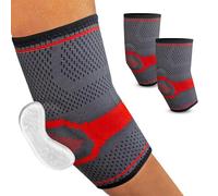 2 Pcs Coderas Epicondilitis Hombre y Mujer con Almohadilla de Silicona Masajeadora y Compresión por Tejido 3D Transpirable. Coderas Para Tendinitis, Codo de Tenista, Pádel, Crossfit y Gym (X-Large)