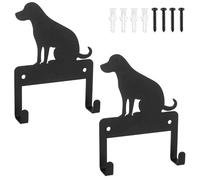 2 Pcs Colgador Llaves Pared, Cuelga Llaves Pared con 2 Ganchos, Colgador de Llaves Porta Llaves de Metal Negro, Autoadhesivos o Taladros para Entrada Cocina Oficina (Perro)