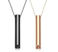2 Pcs Collar de Respiración de Aliviar Ansiedad Collar de Silbato de Acero Inoxidable Portátil Collar de Ejercicio de Respiración Profunda Consciente para Hombre Mujer Meditar Antiestrés Relajar