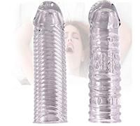 2 PCS CondóN Masculino Transparente Estirable CondóN Espiral Realista Del Pene Dispositivo Anticonceptivo Para Parejas EyaculacióN Retrasada Reutilizable