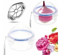 2 Pcs Contenedor de Almacenamiento de Frutas con 1 Cortador de Manzanas Contenedores Conservación de Alimentos para Manzanas, Naranjas, Uvas, Manzanas, Aperitivos