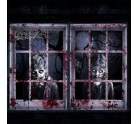 2 Pcs Cortina de Halloween de Terror, Silhueta de Cortina de Halloween para Ventanas, Decoración para Cubrir Paredes y Puertas con Pósteres de Terror y Sangre (D)