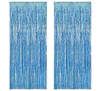 2 Pcs Cortina de Oropel Fiesta Decoración,1x2m Lámina Cortina Fiesta Fondo Lentejuelas-Cortinas Cinta Decorativa Cumpleaños Niña Princesa Navidad Despedida de Despedida de Soltero(Azul claro)