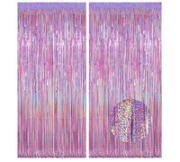 2 Pcs Cortina de Oropel Fiesta Decoración,1x2m Lámina Cortina Fiesta Fondo Lentejuelas-Cortinas Cinta Decorativa Cumpleaños Niña Princesa Navidad Despedida de Despedida de Soltero(Rosa claro)