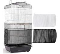 2 PCS Cubierta Jaula de Pájaros,Colector de Plumas,Rejilla Jaula para Loros, Receptor de Semillas para Pájaros Loros Mascotas Falda de Malla para Jaula Circunferencia Ajustable 140-220CM(Blanco+negro)