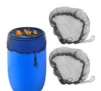 2 Pcs Cubierta para Barril Ajustable, 120cm Cubierta Malla Lluvia con Cuerda de Tracción, Red Protectora para Barril de Lluvia Mantiene Mosquitos y Escombros Fuera para Cubos de Lluvia Jardín