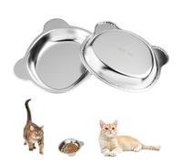 2 Pcs Cuenco Gatos, Comedero para Perros, Cuencos de Acero Inoxidable para Gatos, Cuencos Planos Antideslizante para Beber, Comida húmeda y Seca para gatoss