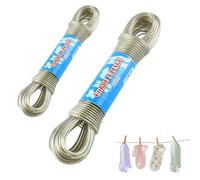2 pcs Cuerda Tender Ropa Exterior,Cuerda De Acero para Tender Ropa,Cuerdas Tendedero Exterior AntióXido E Impermeable,Adecuado Tende La Colada Washing Line